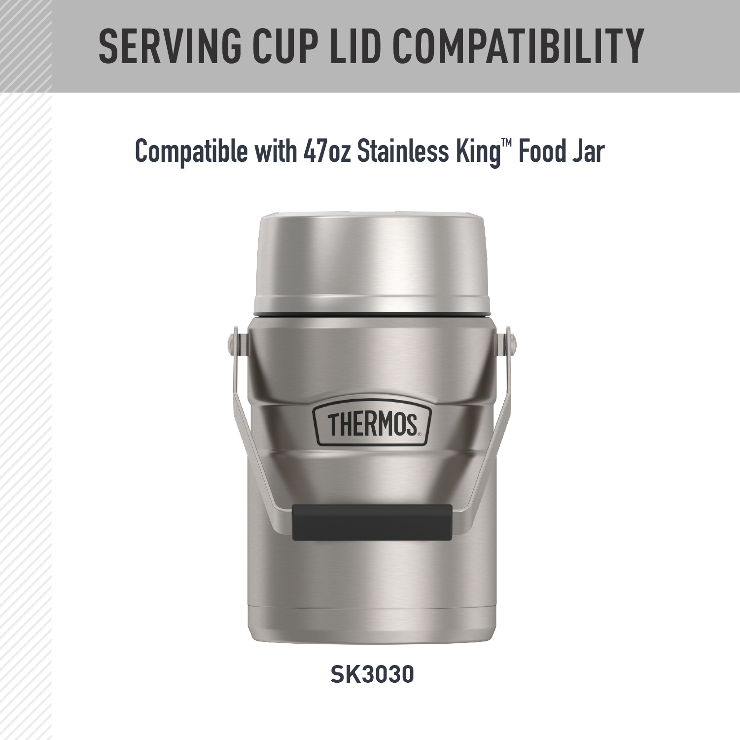 47oz STAINLESS KING™ FOOD JAR - REPLACEMENT SERVING CUP LID - Image 3
