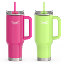 40oz Glossy Cup Holder Mug Bundle - Hot Pink & Lime