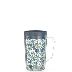 16oz Double Wall Desk Mug Blue Floral