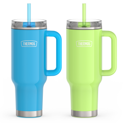 40oz Glossy Cup Holder Mug Bundle - Bright Blue & Lime