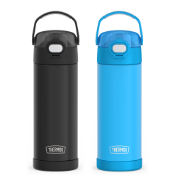 16oz FUNtainer® Water Bottles with Locking Lids Black & Blue Bundle