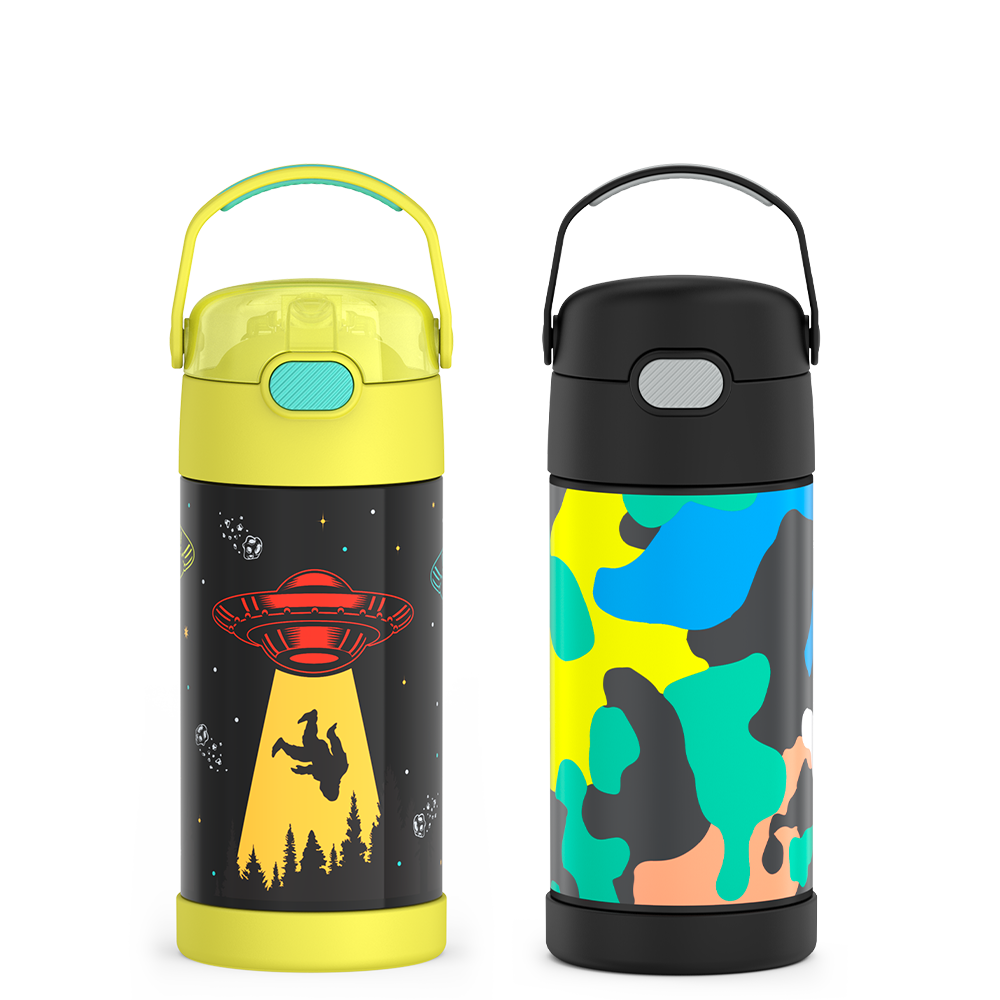 12oz FUNtainer® Water Bottles Out of This World & Neon Camo Bundle