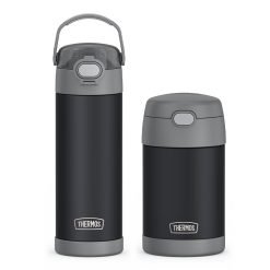 16oz FUNtainer® Water Bottle & Food Jar Bundle - Charcoal