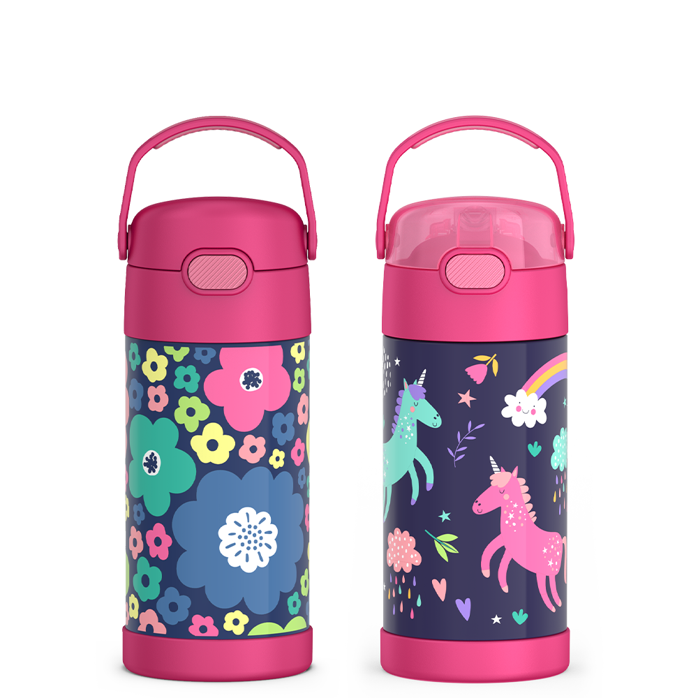 12oz FUNtainer® Water Bottles Mod Flowers & Unicorn Bundle