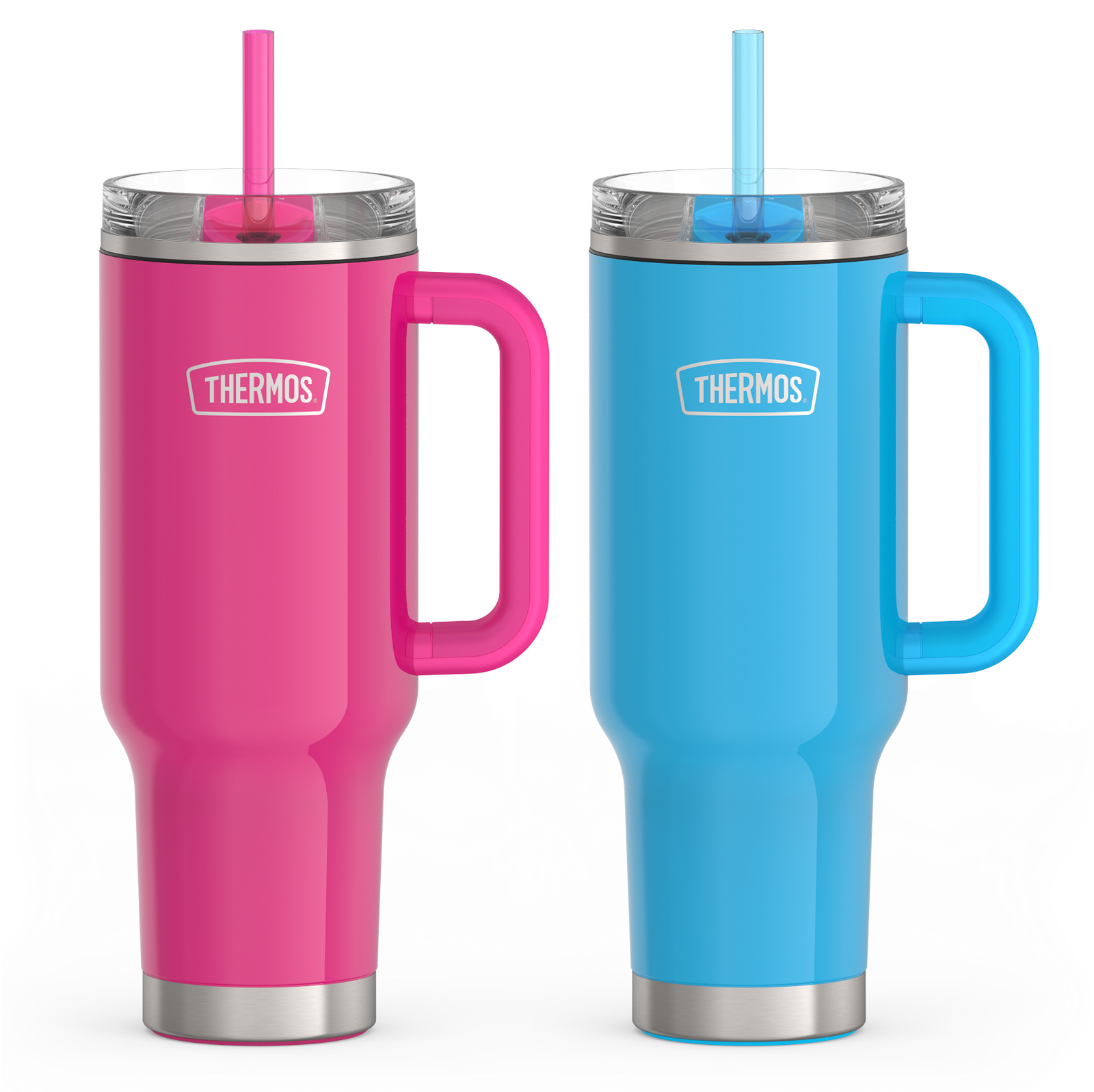 40oz Glossy Cup Holder Mug Bundle - Hot Pink & Bright Blue